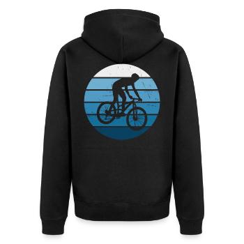 Mountainbike Radfahren Mountainbiker Radfahrer - Unisex Premium Bio Zip Hoodie - Schwarz - Hinten - Nico (187cm)