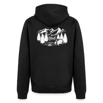 Camping Camper Camp Outdoor Nature - Unisex Premium Organic Zip Hoodie - black - Back - Nico (187cm)