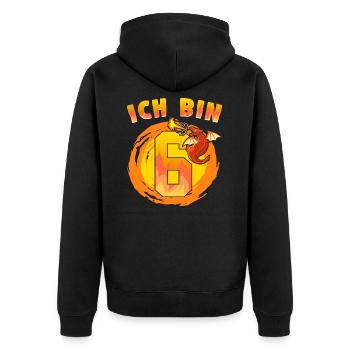 6. Geburtstag Ich Bin 6 Drachen Mitgebsel - Unisex Premium Bio Zip Hoodie - Schwarz - Hinten - Nico (187cm)