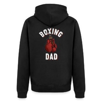 Boxing Dad Fist Fight Sparring Boxing Gloves - Unisex Premium Organic Zip Hoodie - black - Back - Nico (187cm)