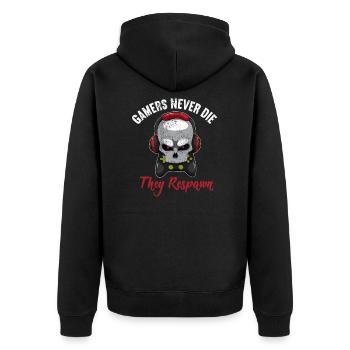 Gamer Never Die They Respawn Videogame Gaming - Unisex Premium Organic Zip Hoodie - black - Back - Nico (187cm)