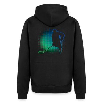 Eishockey spielen Eishockey Spieler Ice Hockey - Unisex Premium Bio Zip Hoodie - Schwarz - Hinten - Nico (187cm)