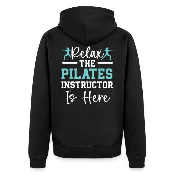 Détendez-vous L’instructeur de Pilates est ici entraînement - Veste à capuche bio Premium Unisexe - noir - Dos - Nico (187cm)