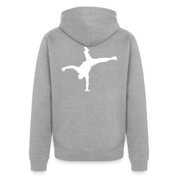 Break Dance Bgirl Breakdance Bboy Hommes - Veste à capuche bio Premium Unisexe - gris chiné - Dos - Nico (187cm)