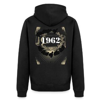 Born in 1962 Birthday motto Retro 60 years - Unisex Premium Organic Zip Hoodie - black - Back - Nico (187cm)