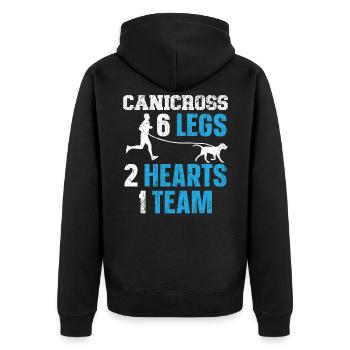 Canicross 6 Legs 2 Hearts 1 Team Dog Running Sport - Unisex Premium Organic Zip Hoodie - black - Back - Nico (187cm)