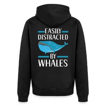 Facilement distrait par les baleines Mammifères marins - Veste à capuche bio Premium Unisexe - noir - Dos - Nico (187cm)