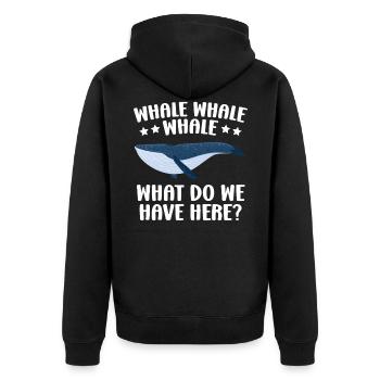 Whale What Do We Have Here Sea Animal Underwater - Unisex Premium Organic Zip Hoodie - black - Back - Nico (187cm)