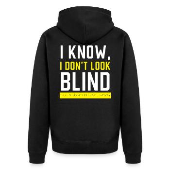 Braille Blind Awareness Visually Impaired - Unisex Premium Organic Zip Hoodie - black - Back - Nico (187cm)
