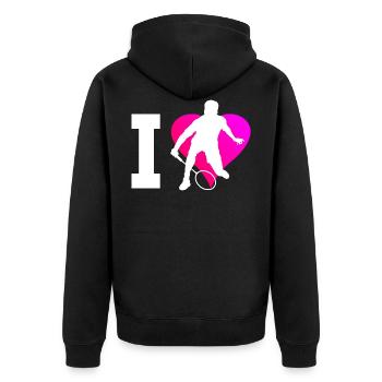 Men's Badminton Badminton Badminton Player Badminton - Unisex Premium Organic Zip Hoodie - black - Back - Nico (187cm)