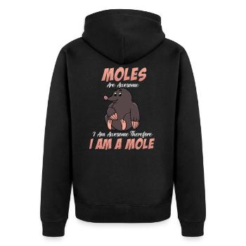Nice Fantastic Mole Seated Gift - Unisex Premium Organic Zip Hoodie - black - Back - Nico (187cm)