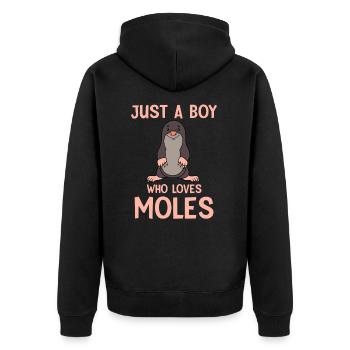 Sweet Mole Young Gift - Unisex Premium Organic Zip Hoodie - black - Back - Nico (187cm)