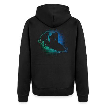 Bob fahren Bob Zweierbob Herren Damen Bobbahn - Unisex Premium Bio Zip Hoodie - Schwarz - Hinten - Nico (187cm)
