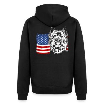 Cairn Terrier US Amérique Drapeau Chiens Chien Wilsigns - Veste à capuche bio Premium Unisexe - noir - Dos - Nico (187cm)