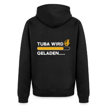 Tubist Blasorchester Tuba Spruch - Unisex Premium Bio Zip Hoodie - Schwarz - Hinten - Nico (187cm)