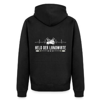 Landmaschinenmechaniker Traktor Herzschlag - Unisex Premium Bio Zip Hoodie - Schwarz - Hinten - Nico (187cm)