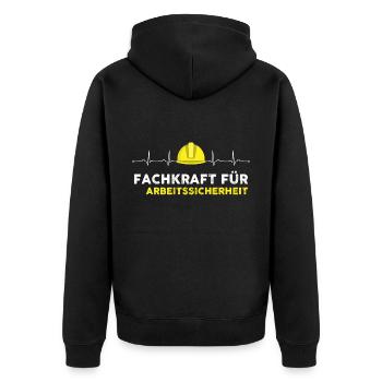 Arbeitssicherheit Herzschlag Sifa Sicherheitskraft - Unisex Premium Bio Zip Hoodie - Schwarz - Hinten - Nico (187cm)