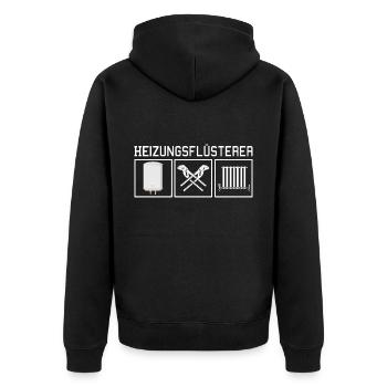Heizungsbauer Installateur Heizungsflüsterer Heizu - Unisex Premium Bio Zip Hoodie - Schwarz - Hinten - Nico (187cm)