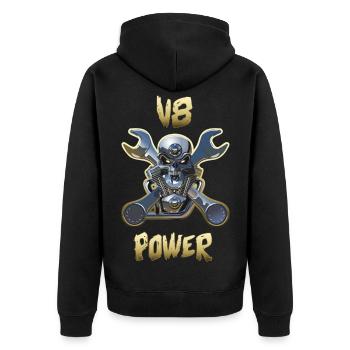 Moteur v8 Power Gold - Veste à capuche bio Premium Unisexe - noir - Dos - Nico (187cm)