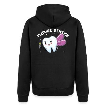 Zahnarzt Zahnärztin Zahnarzthelferin Dentist - Unisex Premium Bio Zip Hoodie - Schwarz - Hinten - Nico (187cm)