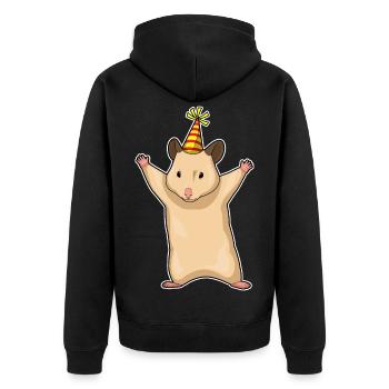 Chapeau de fête d’anniversaire de hamster - Veste à capuche bio Premium Unisexe - noir - Dos - Nico (187cm)