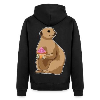 Erdmännchen Muffin - Unisex Premium Bio Zip Hoodie - Schwarz - Hinten - Nico (187cm)
