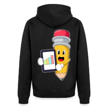 Bleistift Sekretärin Büro - Unisex Premium Bio Zip Hoodie - Schwarz - Hinten - Nico (187cm)
