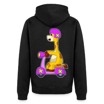 Giraffe Scooter - Unisex Premium Organic Zip Hoodie - black - Back - Nico (187cm)