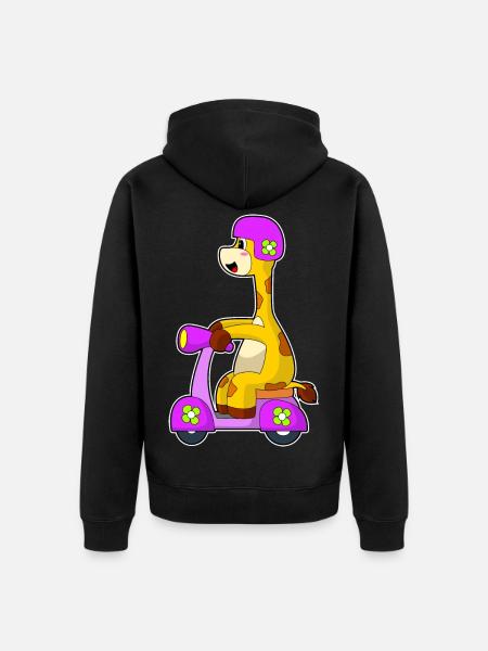 Giraffe Scooter - Unisex Premium Organic Zip Hoodie - black