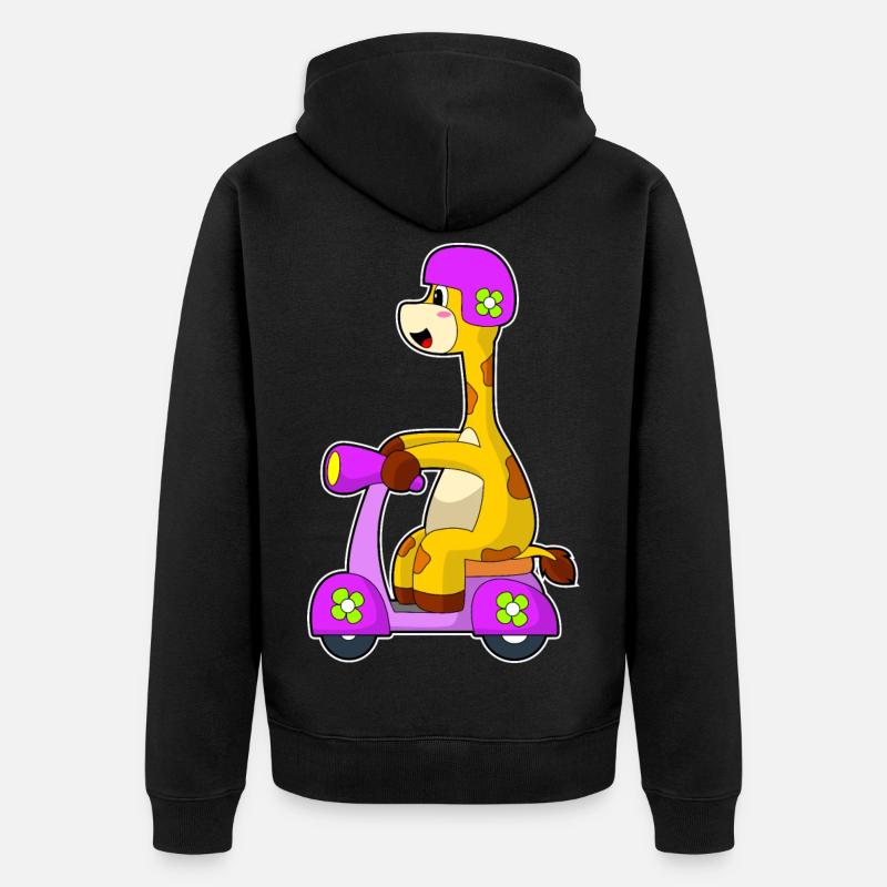 Giraffe Motorroller - Unisex Premium Bio Zip Hoodie - Schwarz