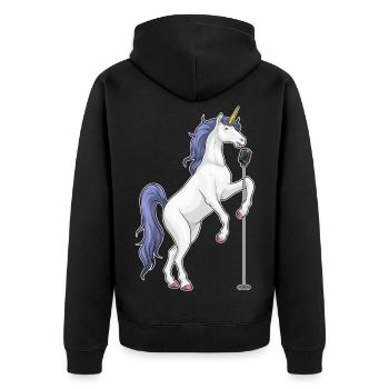 Chant du micro du chanteur licorne - Veste à capuche bio Premium Unisexe - noir - Dos - Nico (187cm)