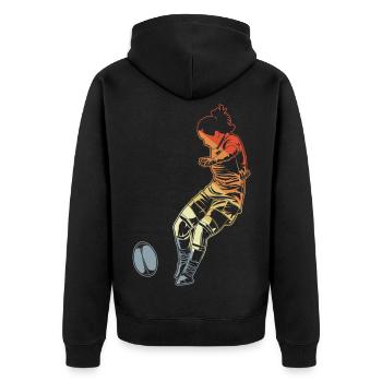 Frauen Rugby - Unisex Premium Bio Zip Hoodie - Schwarz - Hinten - Nico (187cm)
