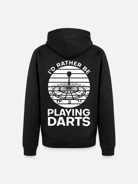 I'd rather play darts - Unisex Premium Organic Zip Hoodie - black
