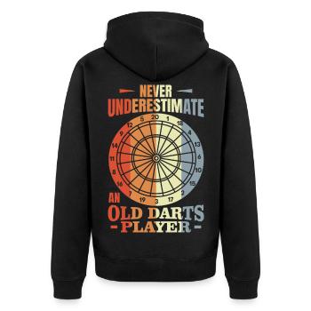 Darts player Grandpa - Unisex Premium Organic Zip Hoodie - black - Back - Nico (187cm)