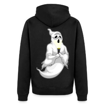 Ghost Halloween Flashlight - Unisex Premium Organic Zip Hoodie - black - Back - Nico (187cm)