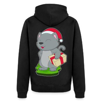 Cat Christmas Package - Unisex Premium Organic Zip Hoodie - black - Back - Nico (187cm)