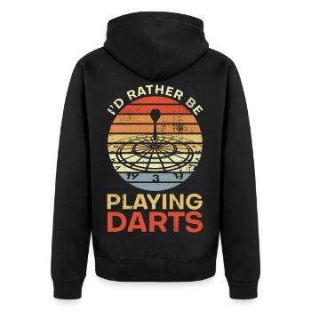 I'd Rather Be Playing Darts - Unisex Premium Organic Zip Hoodie - black - Back - Nico (187cm)