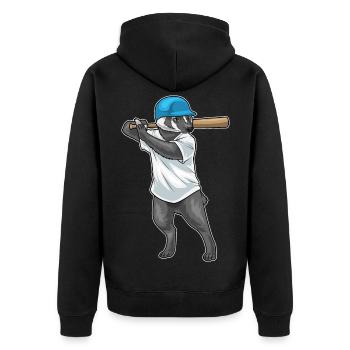 Dachs Baseball Baseballschläger - Unisex Premium Bio Zip Hoodie - Schwarz - Hinten - Nico (187cm)