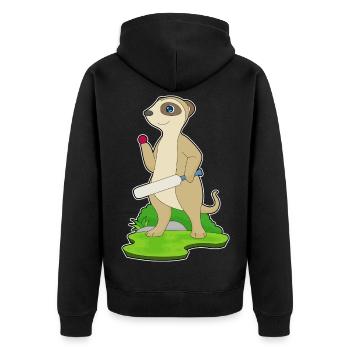 Erdmännchen Cricket Cricketschläger - Unisex Premium Bio Zip Hoodie - Schwarz - Hinten - Nico (187cm)