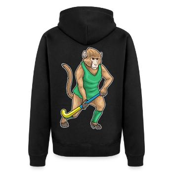 Affe Feldhockey Hockeyschläger - Unisex Premium Bio Zip Hoodie - Schwarz - Hinten - Nico (187cm)