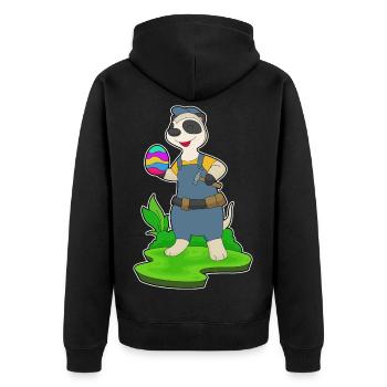 Erdmännchen Ostern Handwerker - Unisex Premium Bio Zip Hoodie - Schwarz - Hinten - Nico (187cm)