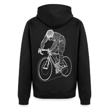 Cyclist - Unisex Premium Organic Zip Hoodie - black - Back - Nico (187cm)