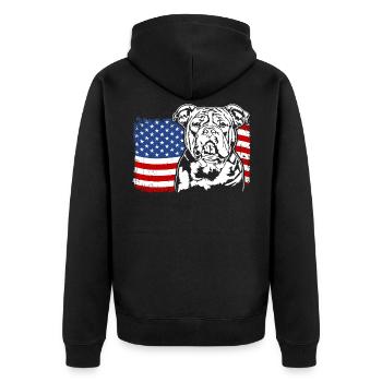 Bouledogue américain XXL Drapeau de l’Amérique des États-Unis Wilsigns - Veste à capuche bio Premium Unisexe - noir - Dos - Nico (187cm)