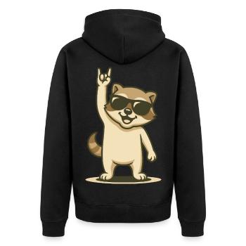 Rock'n'Raccoon Baby - Unisex Premium Organic Zip Hoodie - black - Back - Nico (187cm)