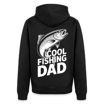 Fischangeln Vater Illustration - Unisex Premium Bio Zip Hoodie - Schwarz - Hinten - Nico (187cm)