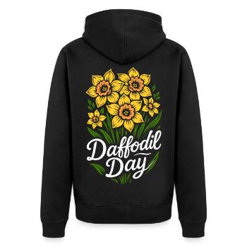 Daffodil Day - Cancer Awareness Tag - Unisex Premium Organic Zip Hoodie - black - Back - Nico (187cm)
