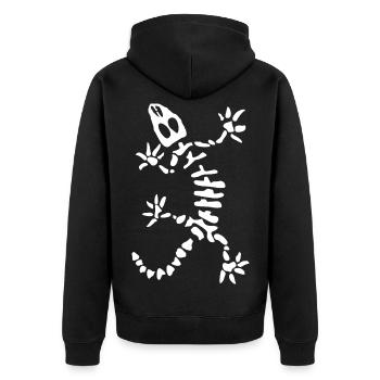 Gecko Skelett: Echse, Reptil & Knochen - Unisex Premium Bio Zip Hoodie - Schwarz - Hinten - Nico (187cm)