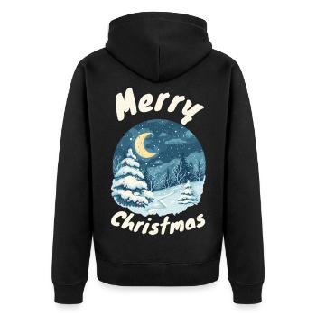 Joyeux Noël Hiver Forêt Illustration - Veste à capuche bio Premium Unisexe - noir - Dos - Nico (187cm)