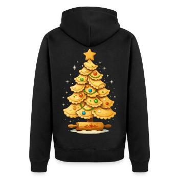 Pierogi Weihnachtsbaum Polnische Weihnachten - Unisex Premium Bio Zip Hoodie - Schwarz - Hinten - Nico (187cm)