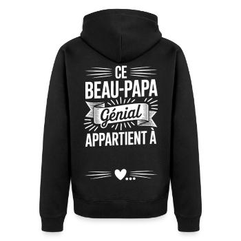 Dieser tolle, gutaussehende Vater zum Personalisieren – Familiengeschenk - Unisex Premium Bio Zip Hoodie - Schwarz - Hinten - Nico (187cm)